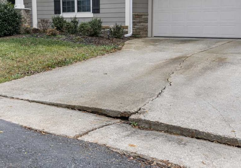 Sunken concrete slab before leveling